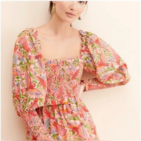 FARM Rio Dresses & Skirts - Farm Rio macaw flight smocked top maxi dress
